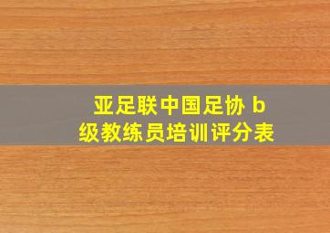 亚足联中国足协 b 级教练员培训评分表